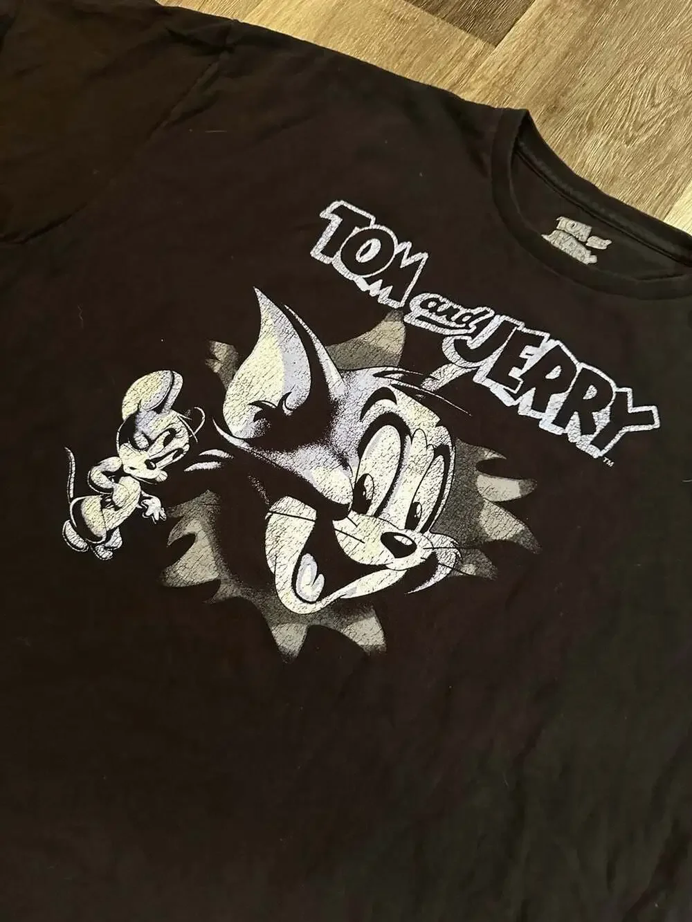 Tom and Jerry Classic Cartoon Graphic T-Shirt Black 3XL